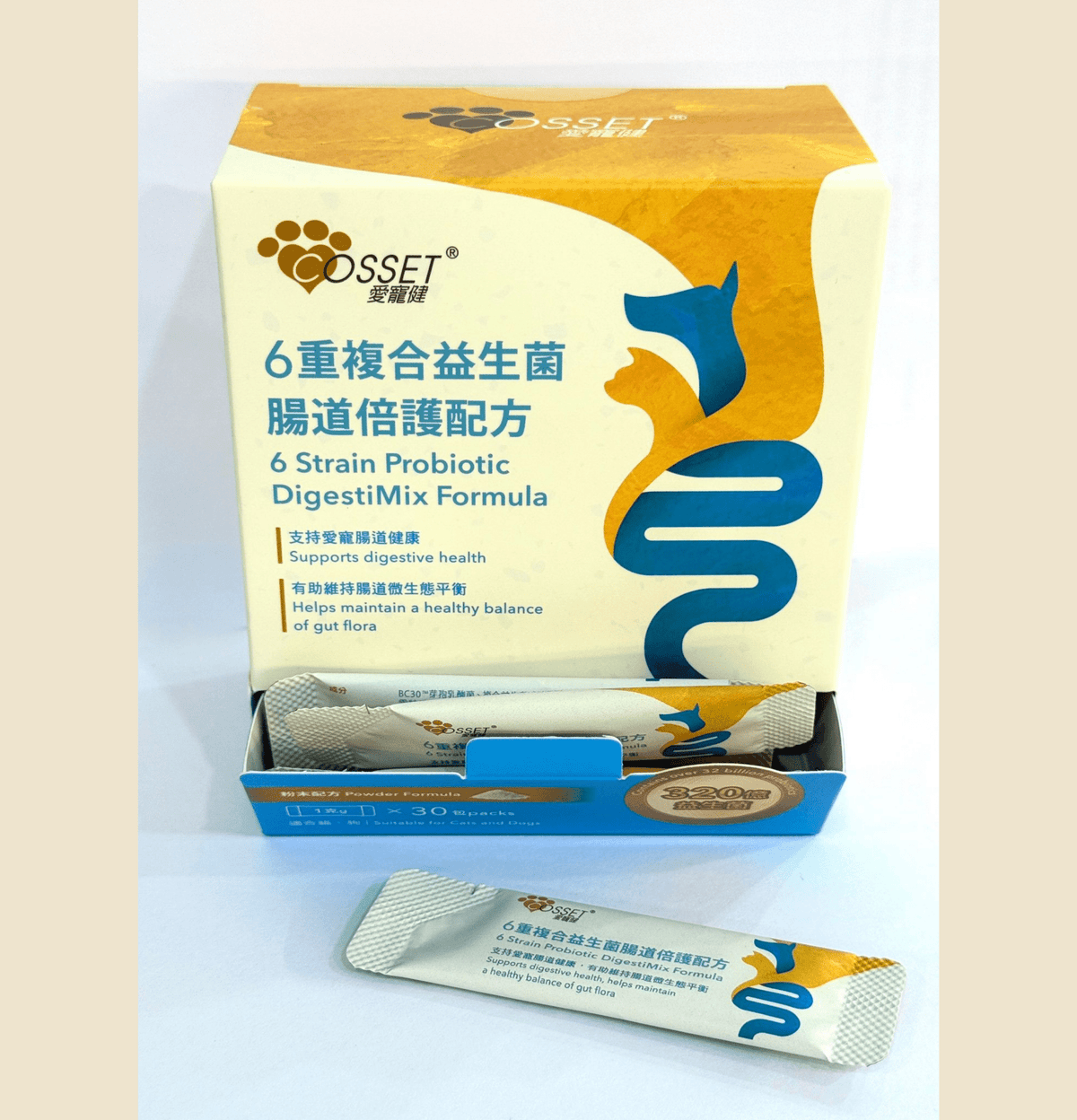 Cosset | 6重複合益生菌腸道倍護配方 30包 - 1g/包(貓狗食用) - Lantau Pet