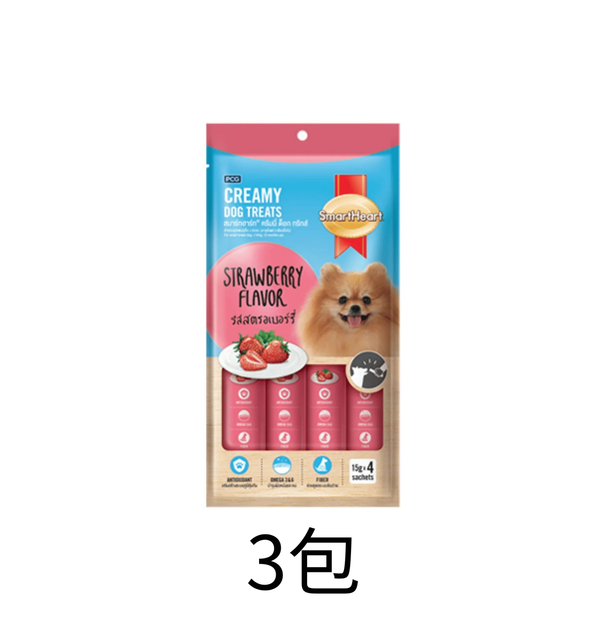 Smart Heart | 健怡幼滑狗狗肉泥小食 15 g x 4 - 士多啤梨味 - Lantau Pet 寵甜