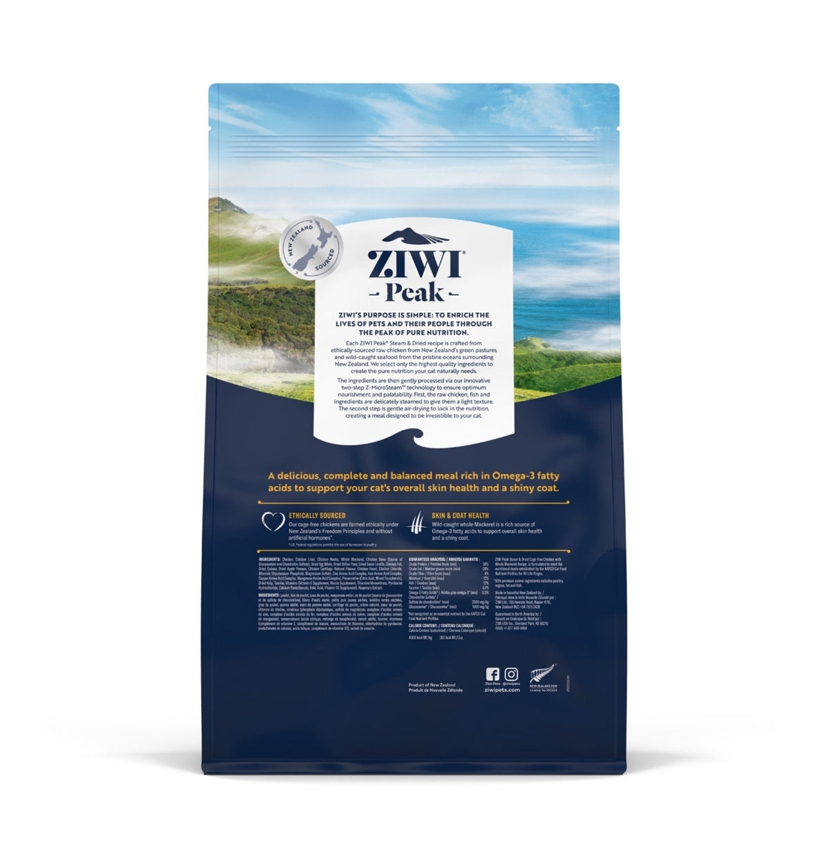 ZiwiPeak | 微蒸風乾放養雞+原條鯖魚貓糧 2.2kg