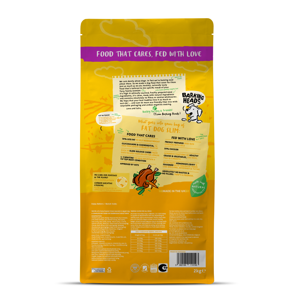 Barking Heads | 纖體之選全天然低卡體控成犬狗乾糧（黃色）2kg