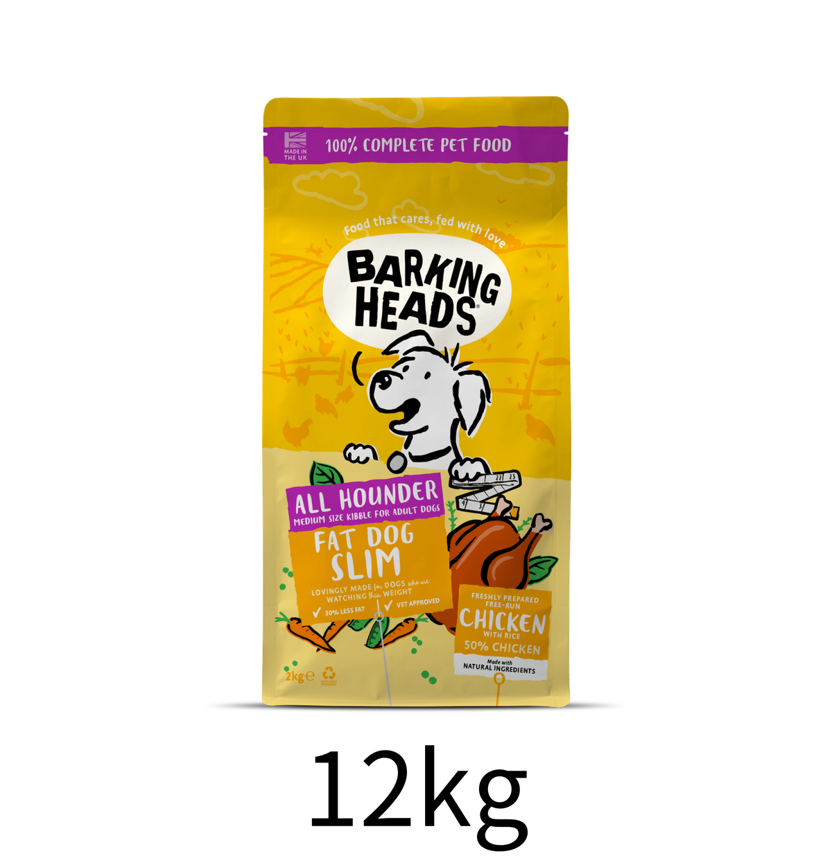 Barking Heads | 纖體之選全天然低卡體控成犬狗乾糧（黃色）12kg