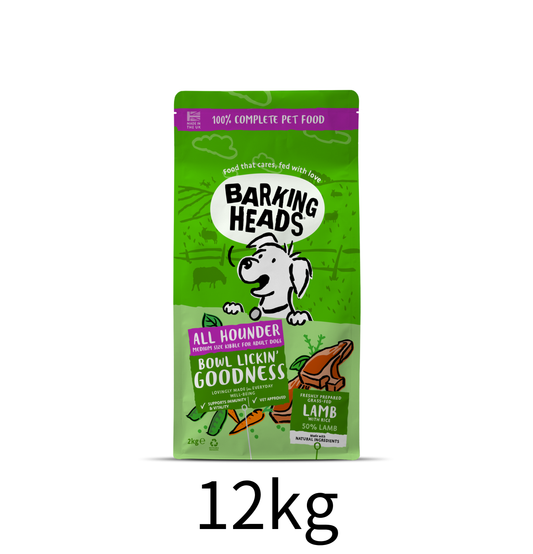Barking Heads | 儀容之選全天然草飼羊控成犬狗乾糧（綠色）12kg