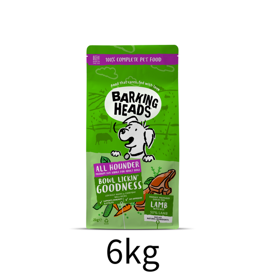 Barking Heads | 儀容之選全天然草飼羊控成犬狗乾糧（綠色）6kg（2kg x 3）