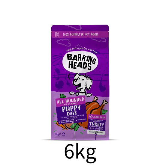 Barking Heads | 無穀物成長糧件全天然火雞幼犬狗乾糧（紫色）6kg