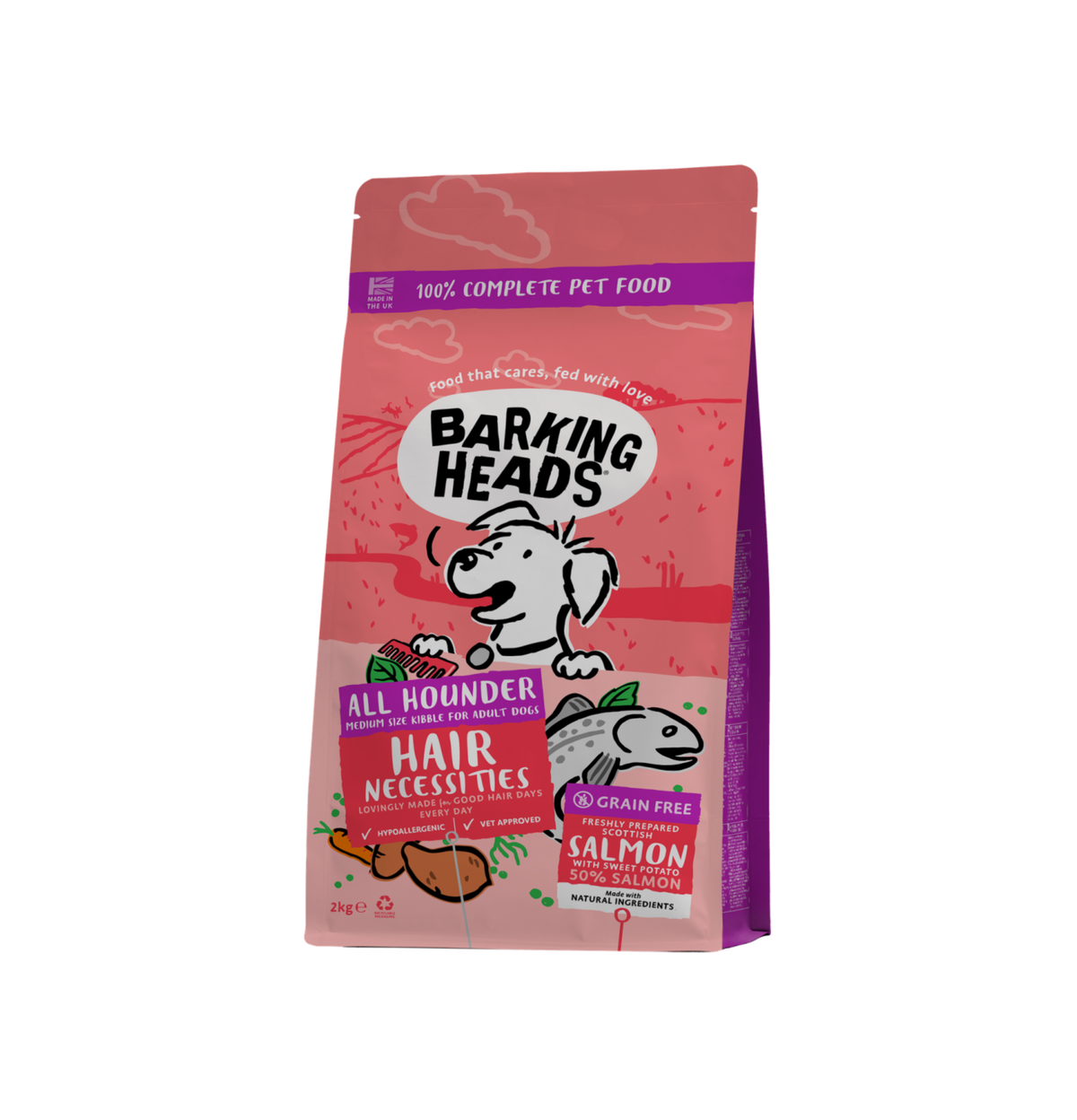 Barking Heads | 無穀物健膚之選全天然三文魚成犬狗乾糧（蟹紅色）12kg