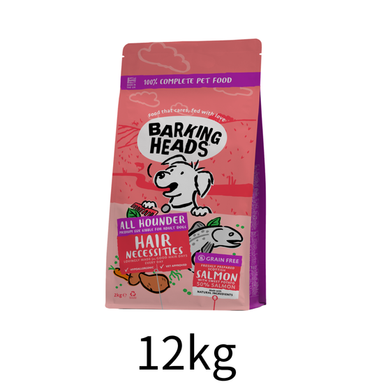 Barking Heads | 無穀物健膚之選全天然三文魚成犬狗乾糧（蟹紅色）12kg