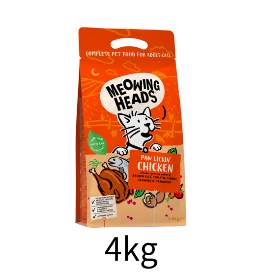 Meowing Heads | 全天然健美强肌肉雞肉 + 鮮魚成貓乾糧（橙色）4kg