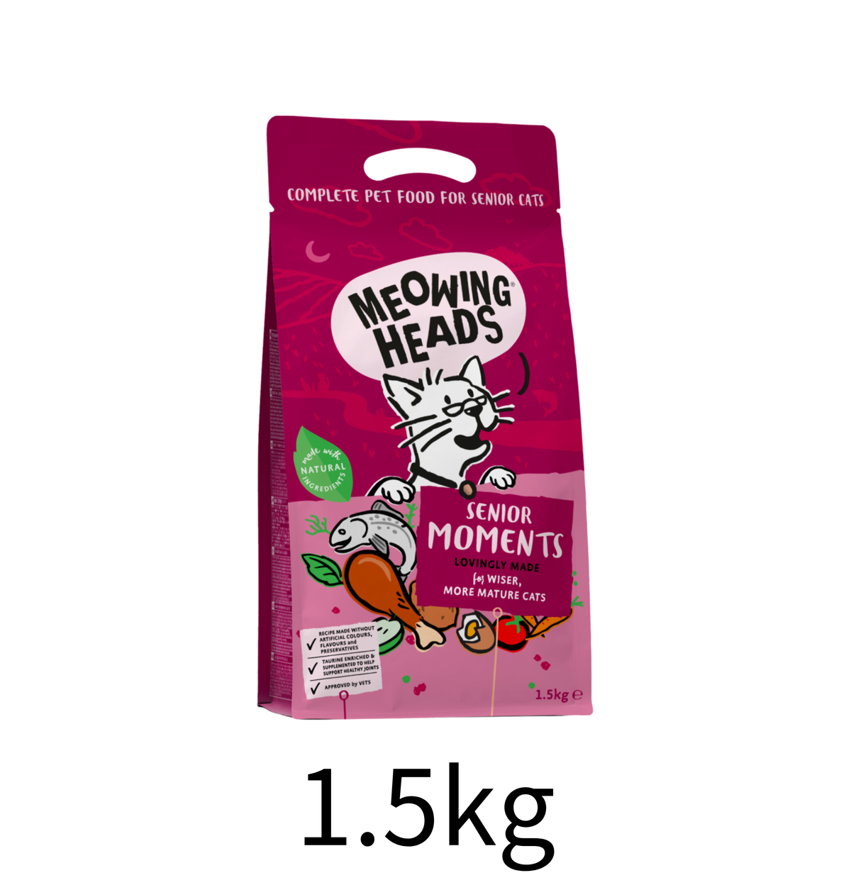 Meowing Heads | 無穀物老友之選老貓乾糧（紫紅色）1.5kg