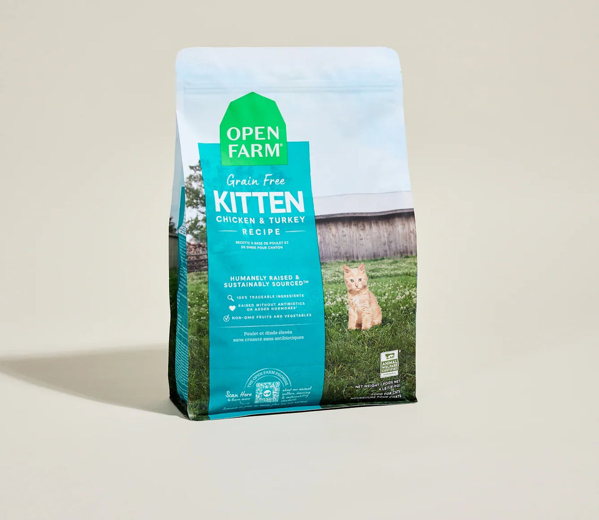 Open Farm | 無穀物火雞走地雞配方幼貓乾糧 4lb