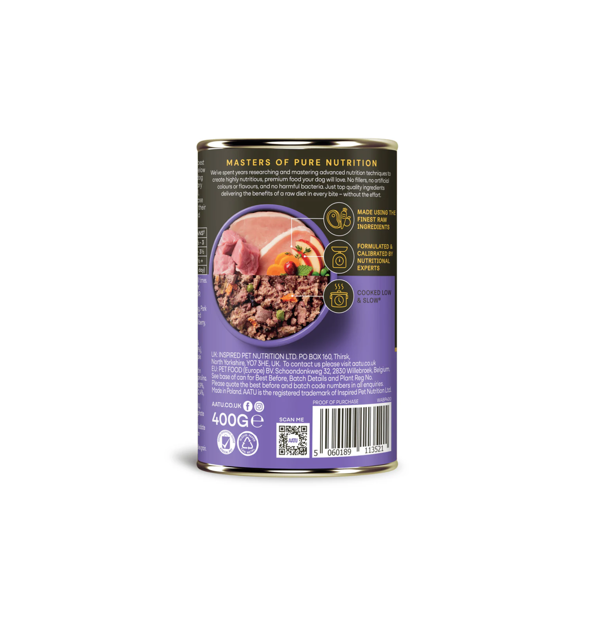 AATU | 豬肉+野豬主食狗罐頭 400g 原箱（6罐）