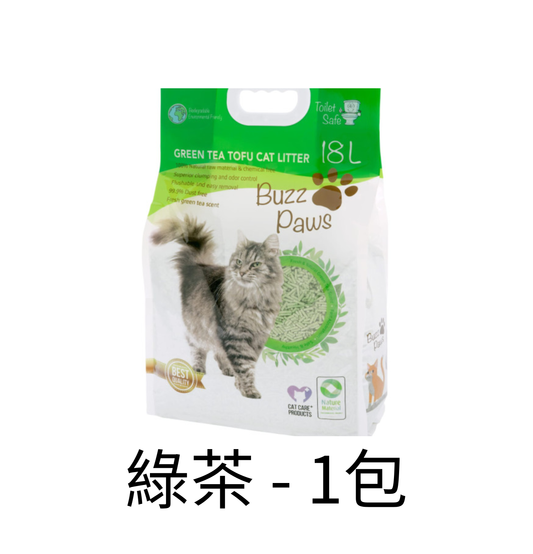 Buzz Paws | 豆腐貓砂 - 綠茶 18L - 1包