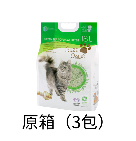 Buzz Paws | 豆腐貓砂 - 綠茶 18L - 原箱（3包）