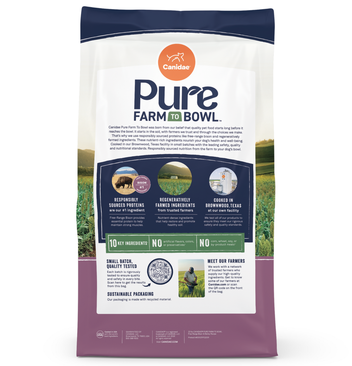 Canidae | Pure 無穀物陸地成犬配方 - 美洲野牛 + 小扁豆 + 紅蘿蔔狗乾糧 21lb