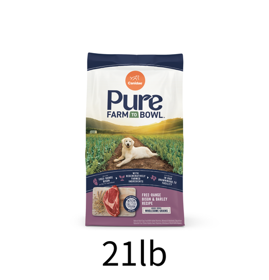 Canidae | Pure 無穀物陸地成犬配方 - 美洲野牛 + 小扁豆 + 紅蘿蔔狗乾糧 21lb