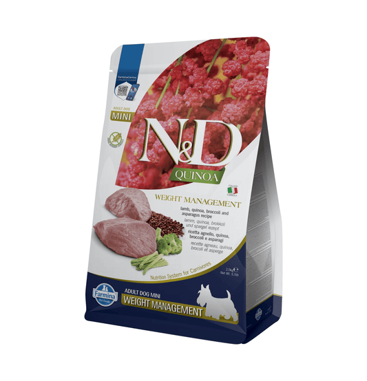 Farmina N&D | 天然藜麥無穀物保健系列 - 羊肉&蘆筍體重管理成犬乾糧 / 老犬糧 2.5kg - Lantau Pet 寵甜