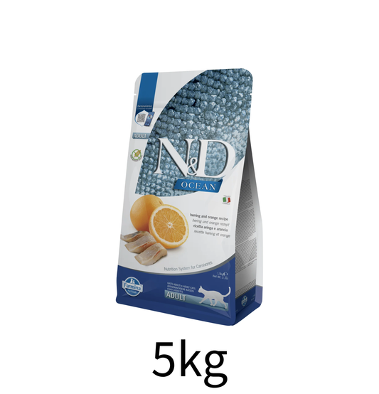 Farmina N&D | 天然無穀物系列 - 鯡魚甜橙成貓乾糧 5kg
