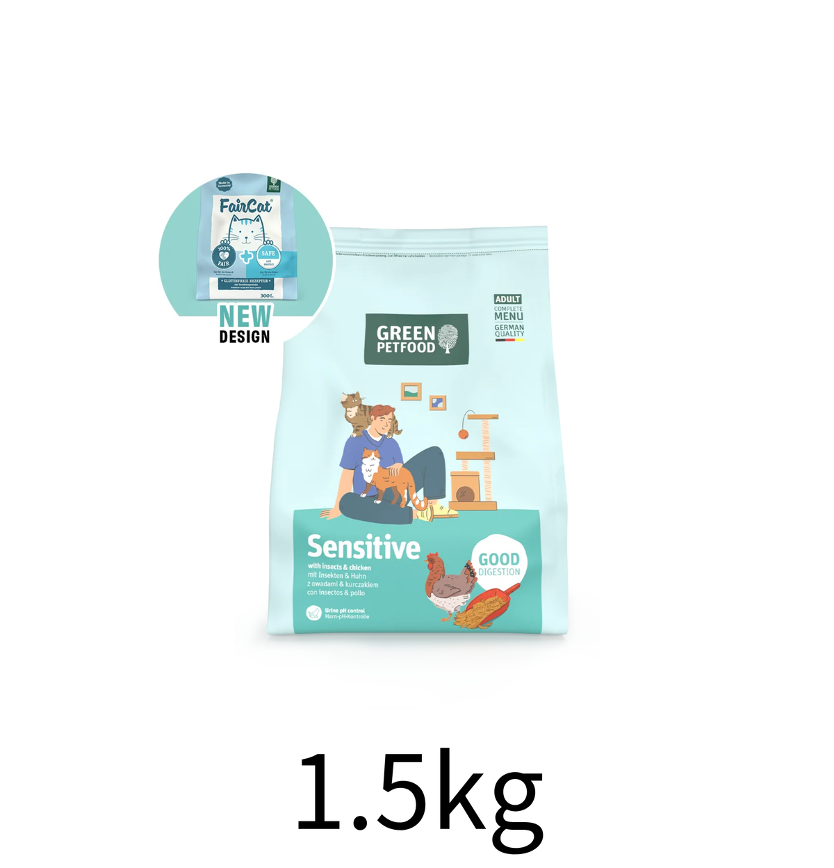 Green PetFood | FairCat sensitive 蟲製防過敏貓乾糧 300g x 5 - Lantau Pet