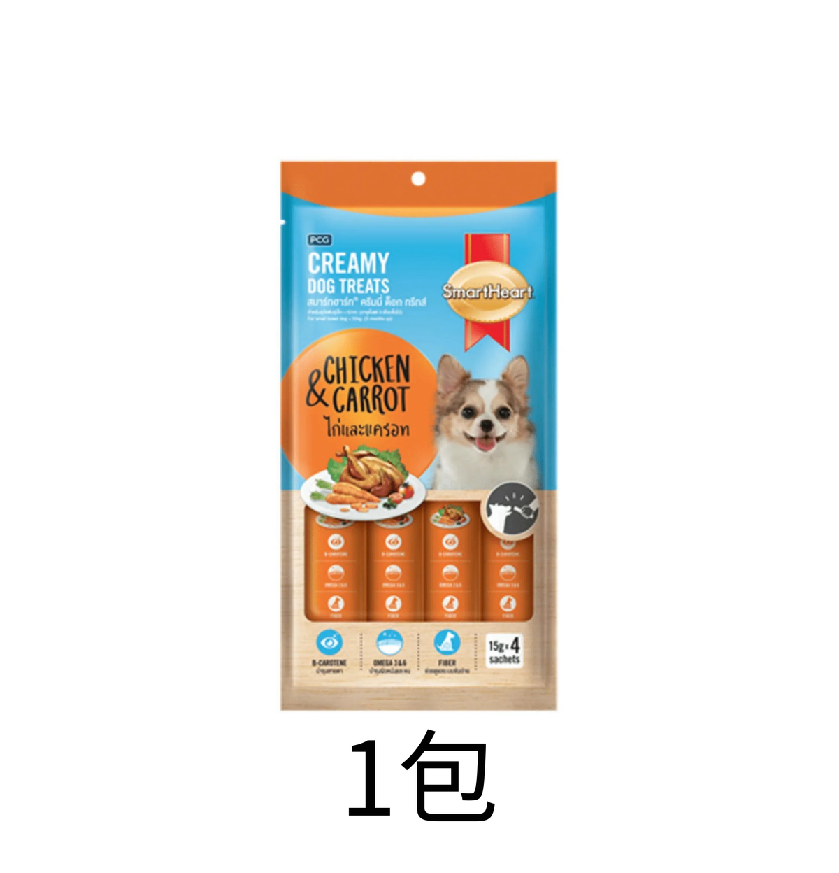Smart Heart | 健怡幼滑狗狗肉泥小食 15 g x 4 - 蘿蔔雞肉味 - Lantau Pet 寵甜