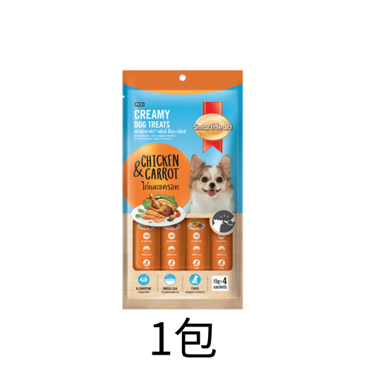 Smart Heart | 健怡幼滑狗狗肉泥小食 15 g x 4 - 蘿蔔雞肉味 - Lantau Pet 寵甜