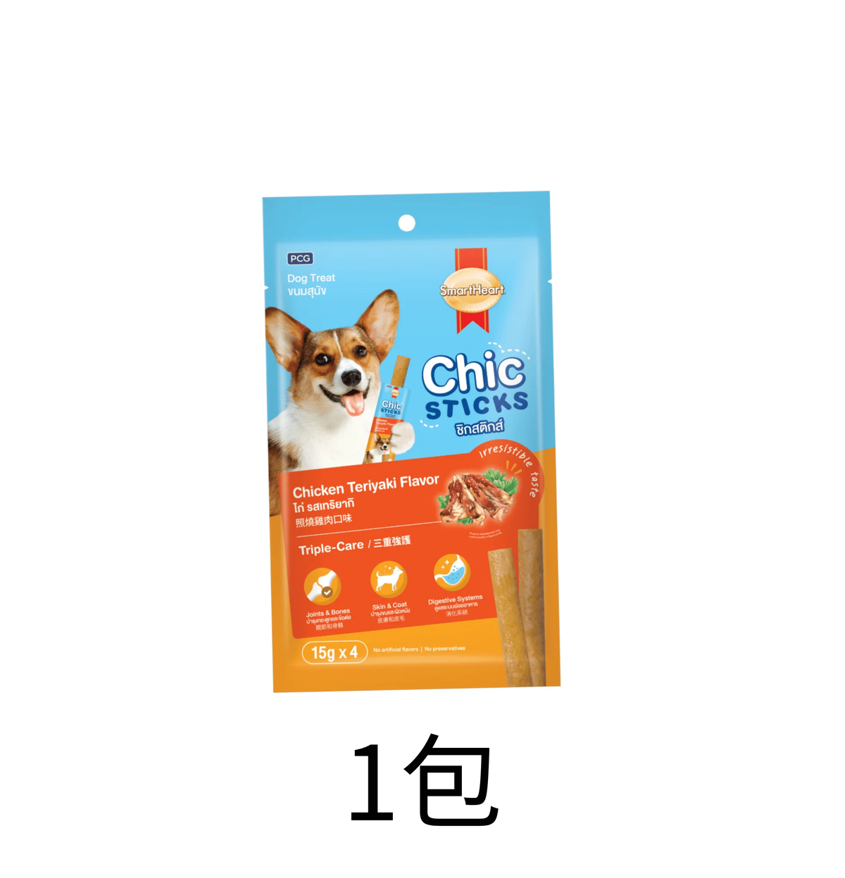 Smart Heart | 三重強護滋心雞肉棒狗零食 15g x 4 - 照燒雞肉味 - Lantau Pet 寵甜
