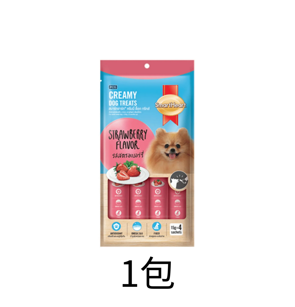 Smart Heart | 健怡幼滑狗狗肉泥小食 15 g x 4 - 士多啤梨味 - Lantau Pet 寵甜
