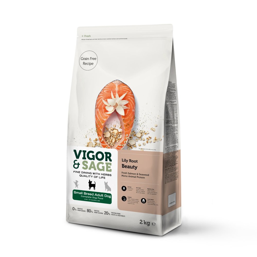 Vigor & Sage | 無穀物三文魚百合美毛小型成犬狗乾糧 - Lantau Pet