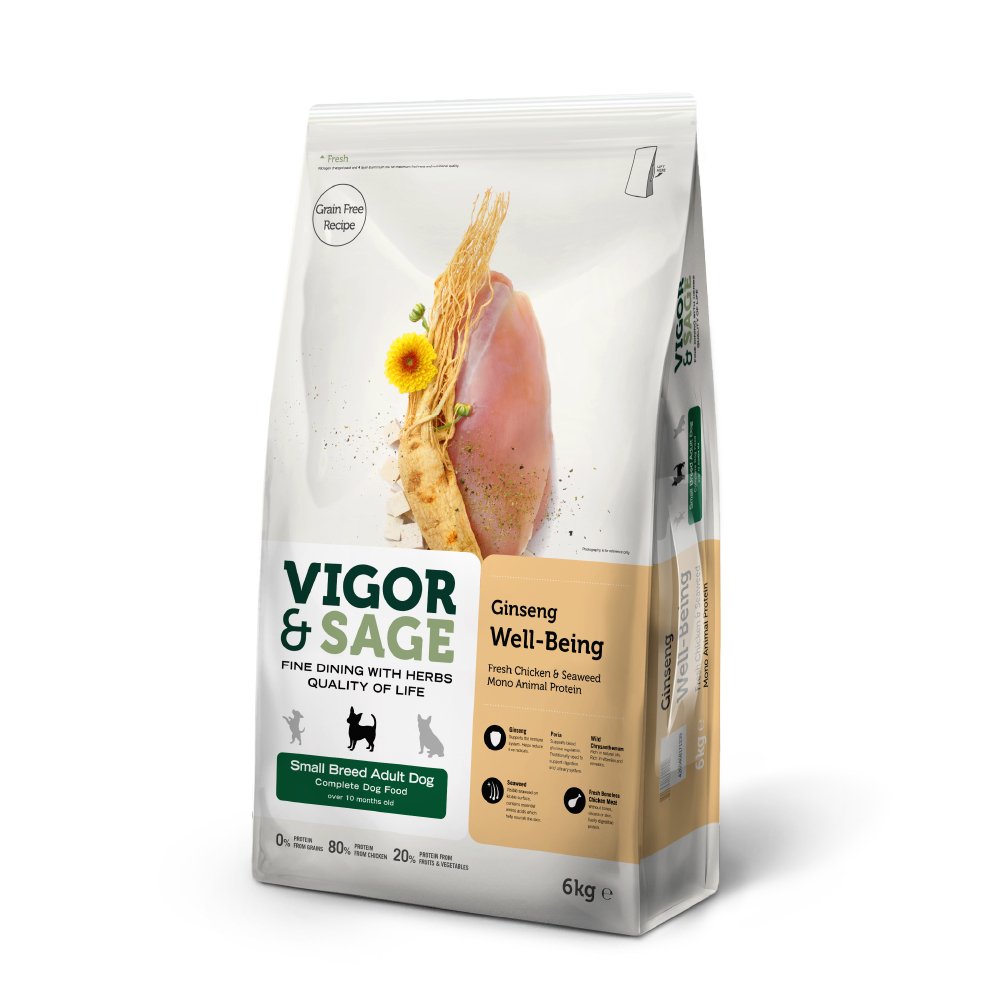 Vigor & Sage | 無穀物人參健體小型成犬狗乾糧 (細粒) - Lantau Pet