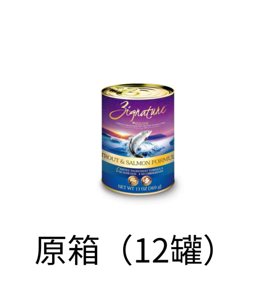 Zignature | 無穀物鱒魚+三文魚狗罐頭 13oz - Lantau Pet