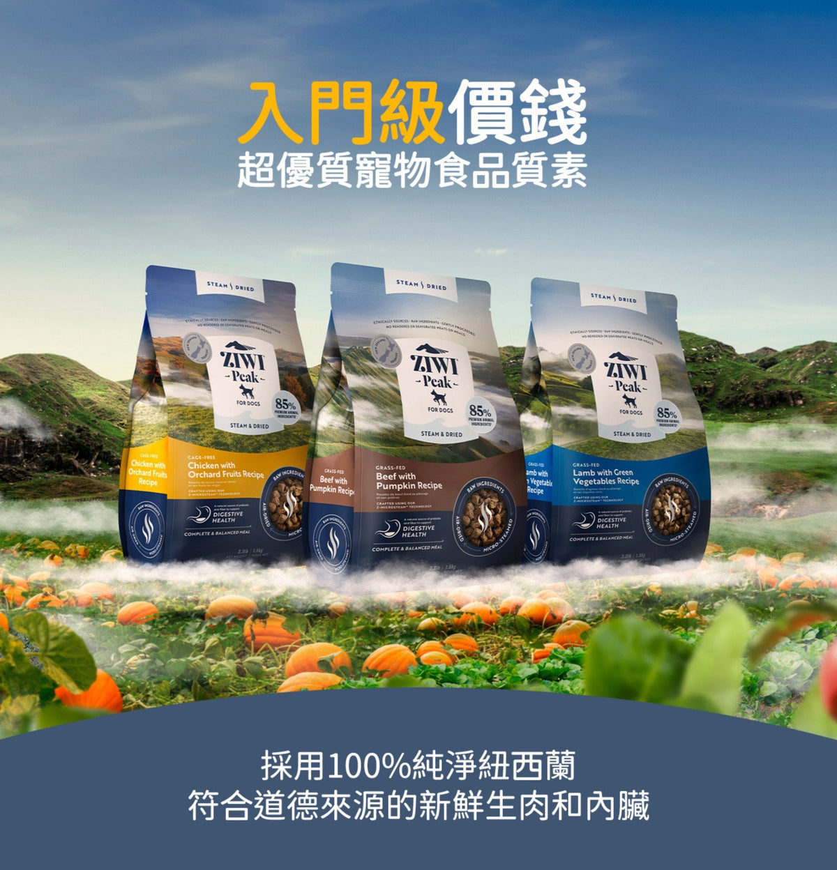 ZiwiPeak | 微蒸風乾草飼牛肉+南瓜狗糧 1.5kg