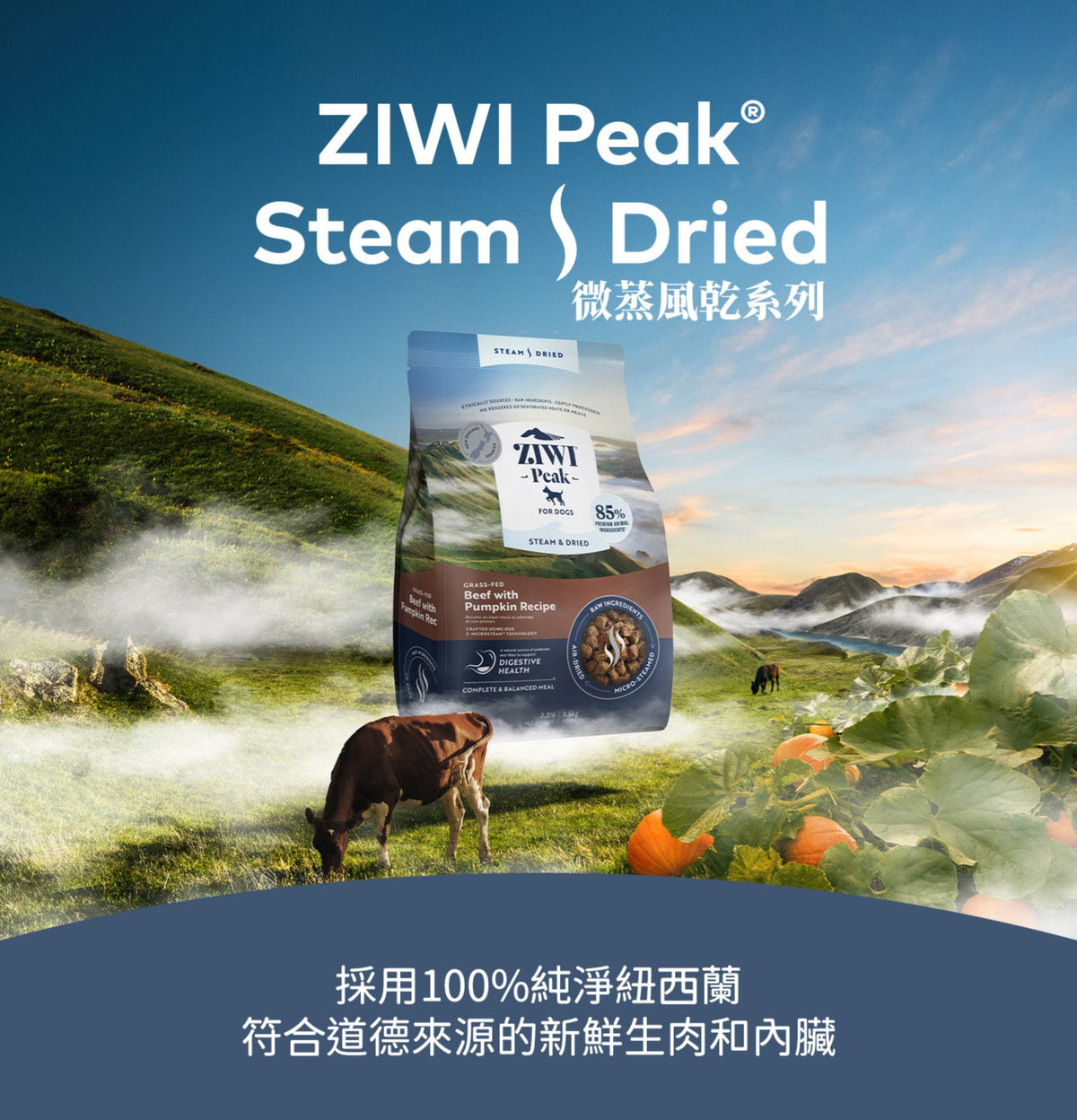 ZiwiPeak | 微蒸風乾草飼牛肉+南瓜狗糧 1.5kg