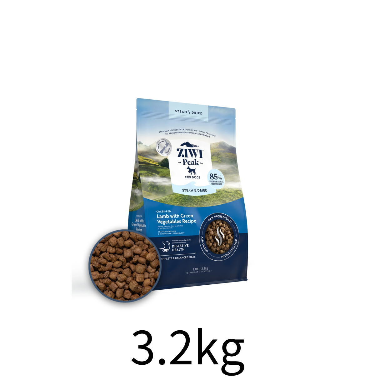 ZiwiPeak | 微蒸風乾草飼羊肉+綠色蔬菜狗糧 - Lantau Pet